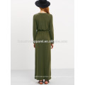 Long Sleeve Pockets Maxi Dress Manufacture Wholesale Fashion Women Apparel (TA3215D)